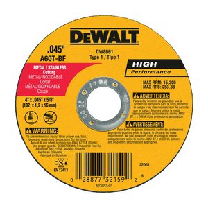 Dewalt 4 in. Thin Metal Cutoff Wheelimage