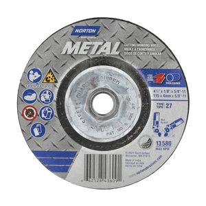 Norton 4-1/2 in. x 1/8 in. x 5/8-11 in. Type 27 Metal Grinding Wheelimage
