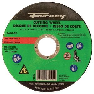 Forney 4-1/2 in. x 3/64 in. Type 1 Steel Cut-Off Wheelimage