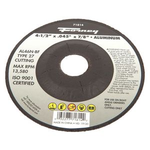 Forney 4-1/2 in. x 0.045 in. x 7/8 in. Aluminum Cut-Off Wheelimage