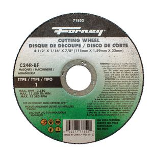 Forney 4-1/2 in. x 1/16 in. x 7/8 in. Masonry Cut-Off Wheelimage