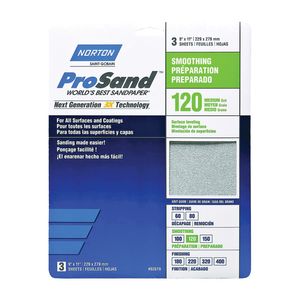 Norton 9 in. x 11 in. 120 Grit Aluminum Oxide Sanding Sheetimage