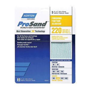 Norton 9 in. x 11 in. 220 Grit Aluminum Oxide Sandpaper Sheetimage