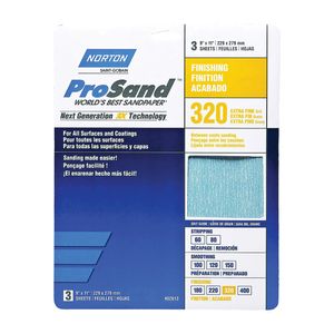 Norton 9 in. x 11 in. 320 Grit Aluminum Oxide Sanding Sheetimage
