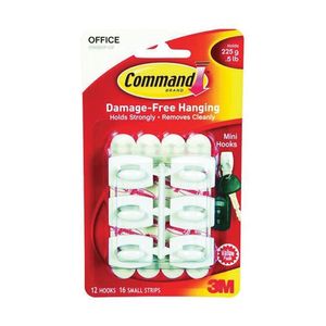 Command 1/2 lb. White Mini Utility Adhesive Hooks, 18-Packimage