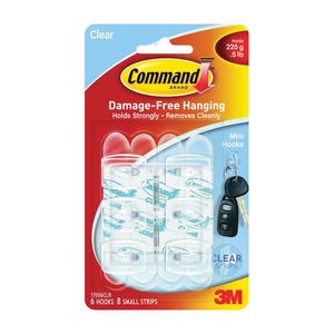Command Clear Mini Utility Hooks with Adhesive Stripsimage