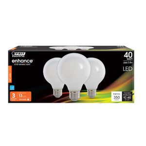 Feit Electric 40 W Equivalent Soft White G25 Dimmable Filament LED Bulb, 3-Packimage