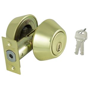Prosource Double Cylinder 6-Way Polished Brass Deadboltimage