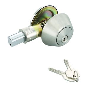 ProSource Stainless Steel Single Cylinder Mobile Home Deadboltimage