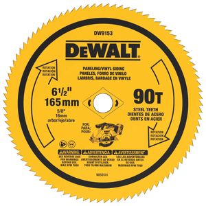 Dewalt 6-1/2 in. 90 Tooth Circular Saw Bladeimage