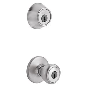Kwikset Tylo Keyed Entry Knob and Deadbolt Combination Lockset, Satin Chromeimage