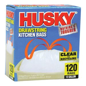 Poly-America 13 gal. Clear Drawstring Kitchen Trash Bags, 120-Countimage