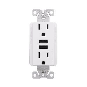 Eaton Wiring Tamper-Resistant USB Combination Receptacle, Whiteimage