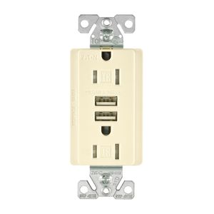 Eaton Wiring Tamper-Resistant USB Duplex Receptacle, Light Almondimage