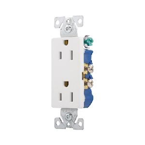 Eaton Wiring 15 Amp Standard Decorator Duplex Receptacle, Whiteimage