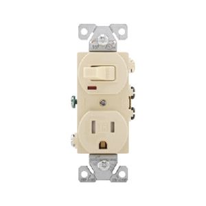 Eaton Wiring 15 AMP 1-Pole Tamper Resistant Combination Toggle Switch and Receptacle, Ivoryimage