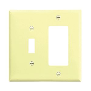 Eaton Wiring 2-Gang Ivory Toggle and Rocker Combination Wallplateimage