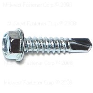 Midwest Fastener #12 x 1 in. Hex Washer Head Self-Drilling Sheet Metal Screws, 107-Packimage