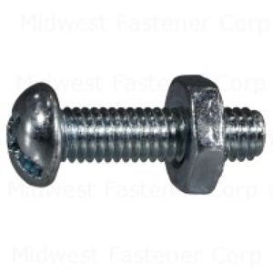 Midwest Fastener #10-32 x 3/4 in. Round Head Machine Screws with Nuts, 5-Packimage