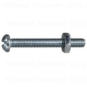 Midwest Fastener #10-32 x 1-1/2 in. Combination Round Head Machine Screw with Nutsimage