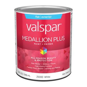 Valspar 1 Quart Medallion Plus Flat White Exterior Paint and Primerimage