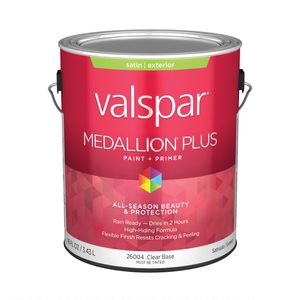 Valspar 1 gal. Medallion Plus Satin Clear Base Exterior Paint and Primerimage