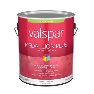 Valspar 1 gal. Medallion Plus Satin Tint Base Exterior Paint and Primerimage