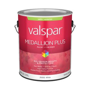 Valspar 1 gal. Medallion Plus Satin White Exterior Paint and Primerimage