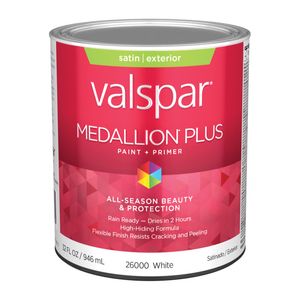 Valspar Medallion Plus 1 qt. Satin White Exterior Paint and Primerimage