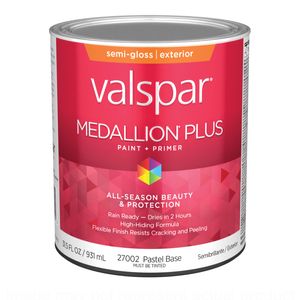Valspar 1 qt. Medallion Plus Exterior Semi-Gloss Pastel Base Paint and Primerimage