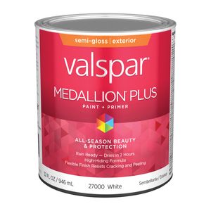 Valspar 1 qt. Medallion Plus Semi-Gloss White Exterior Paint and Primerimage