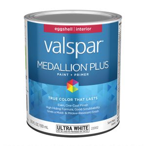 Valspar 1 qt. Medallion Plus Eggshell Ultra White Interior Paint and Primerimage