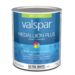 Valspar 1 qt. Medallion Plus Satin Ultra White Interior Paint and Primerimage