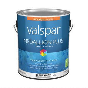 Valspar 1 gal. Medallion Plus Ultra White Semi-Gloss Interior Paint and Primerimage