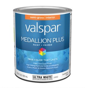 Valspar 1 qt. Medallion Plus Ultra White Semi-Gloss Interior Paint and Primerimage