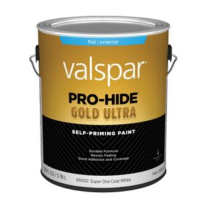 Valspar 1 gal. Pro-Hide Gold Ultra Flat Super One Coat White Exterior Self-Priming Paintimage