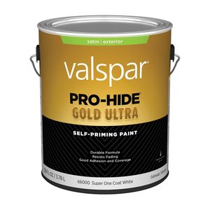 Valspar 1 gal. Pro-Hide Gold Ultra Satin Super One Coat White Exterior Self-Priming Paintimage