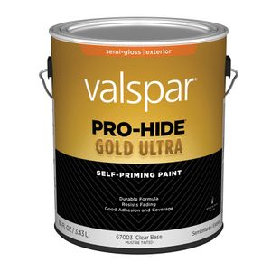 Valspar 1 gal. Pro-Hide Gold Ultra Clear Semi-Gloss Exterior Self-Priming Paintimage