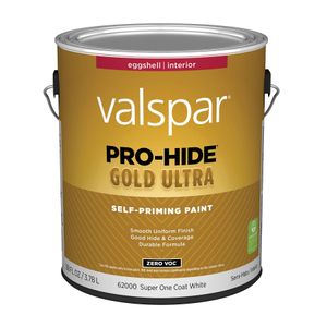 Valspar 1 gal. Pro-Hide Gold Ultra Eggshell Super One Coat White Interior Self-Priming Paintimage
