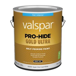 Valspar 1 gal. Pro-Hide Gold Ultra 6100 Series Flat Super One Coat White Interior Self-Priming Paintimage