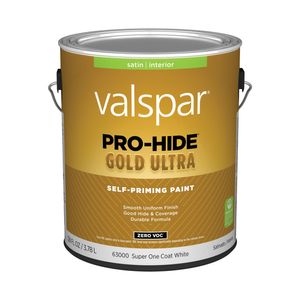 Valspar 1 gal. Pro-Hide Gold Ultra Satin Super One Coat White Interior Self-Priming Paintimage