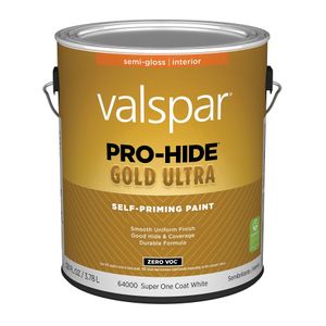 Valspar 1 gal. Super One Coat White Semi-Gloss Pro-Hide Gold Ultra Interior Self-Priming Paintimage