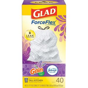 Glad 13 gal. Lavender Drawstring Trash Bagimage