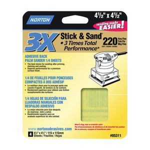 Norton Abrasive 4-1/2 in. x 4-1/2 in. 220 Grit Sanding Sheetimage