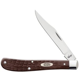 Case 3-1/4 in. Jigged Brown Synthetic Slimline Trapper Folding Pocket Knifeimage