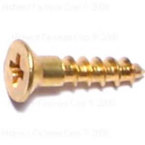 Midwest Fastener #4 x 1/2 in. Phillips Flat Head Brass Wood Screw, 10-Packimage