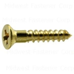 Midwest Fastener #4 x 5/8 in. Phillips Flat Head Brass Wood Screw, 10-Packimage
