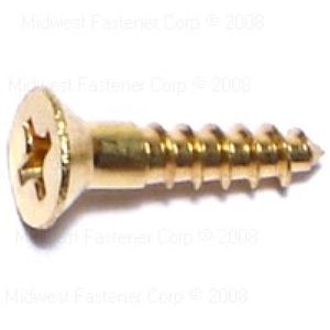 Midwest Fastener #6 x 5/8 in. Phillips Flat Head Brass Wood Screw, 10-Packimage