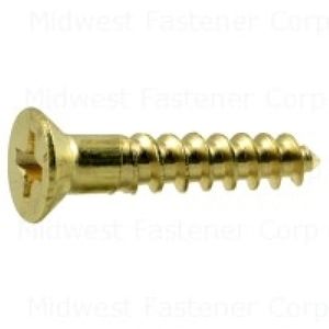 Midwest Fastener #6 x 3/4 in. Phillips Flat Head Brass Wood Screw, 10-Packimage