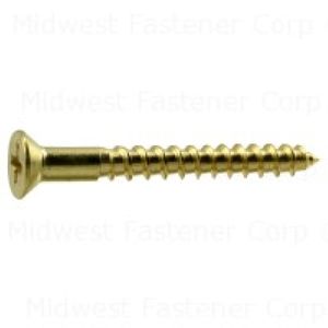 Midwest Fastener #6 x 1-1/4 in. Phillips Flat Head Brass Wood Screw, 10-Packimage
